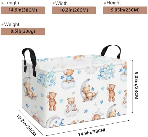 Rectangular Bear Storage Bin, Fabric Closet Organizer Basket - Image 2