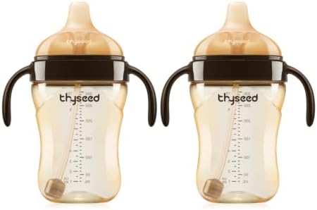 Thyseed Spill-Proof Weighted Straw Sippy Cup, Baby Transition Trainer, Soft by thyseed