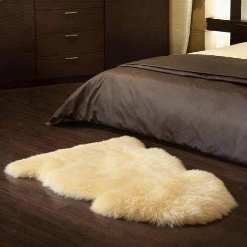 Genuine Real NZ Sheepskin Area Rug Fluffy Lambskin Living Room Cream 2x3ft - Image 3