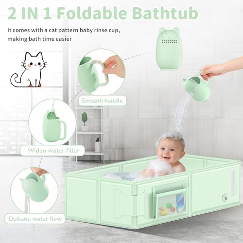 Baby Bathtub, Converts Shower to Tub, Foldable Toddler Tub - Image 3