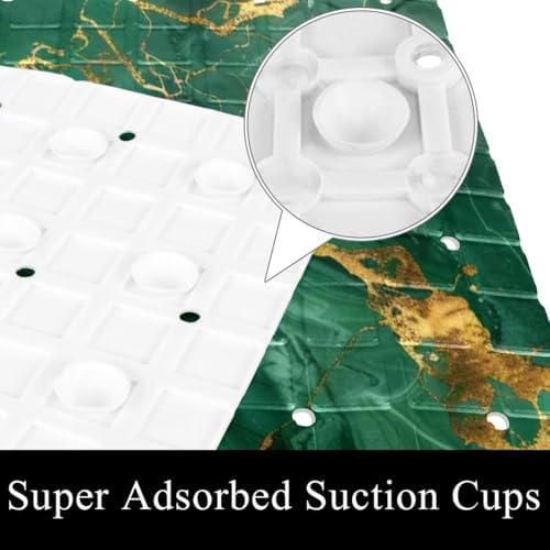 Shower Mat Non Slip 26.8 x 15.1 Inches, Emerald Marble Bathtub Mat Shower Stall - Image 3