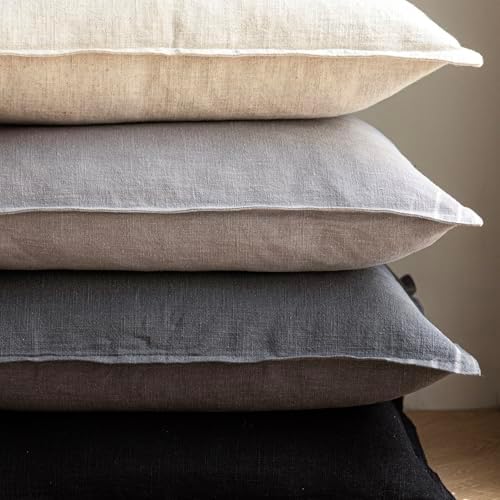 Foindtower Linen Solid Decorative Throw Pillow Covers 24x24 Inch Light Gray - Image 5