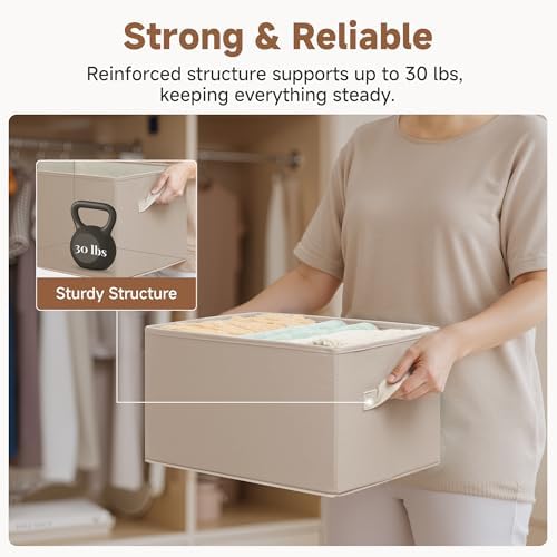 StorageWorks Closet Storage Bins, Light Brown - Image 4