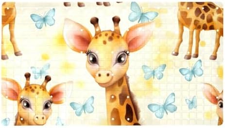 Shower Mat Non Slip, Giraffes Butterflies Anti Slip Bath Mat by Anna+Cowper