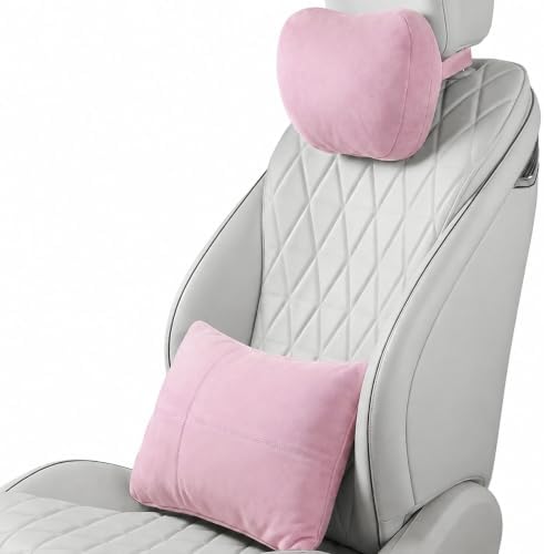 2 PCS Car Pillow for Driving Seat Soft Suede Headrest Neck & Lumbar Support by GoodpillowBetterdriver