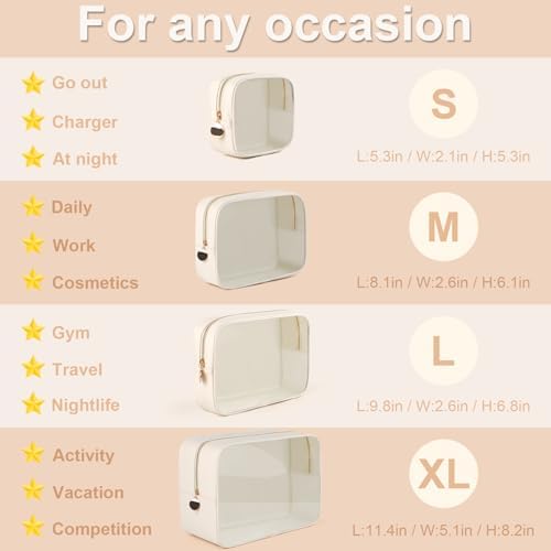 YOPCDJ 4PCS Clear Makeup Bag Set, Waterproof TPU Purse Organizer Pouches - Image 3
