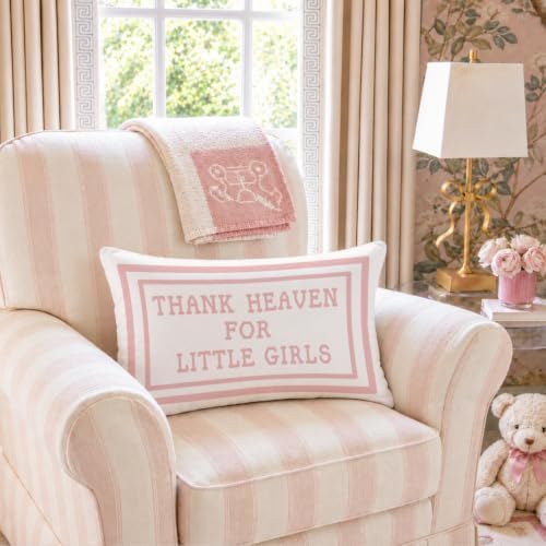 Thank Heaven for Little Girls Pink Baby 12x20 Pillow Cover - Image 4