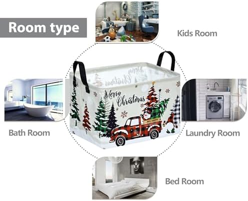 Christmas Basket Box Hamper Storage Basket Collapsible Organizer Bin Gift Shelf - Image 7