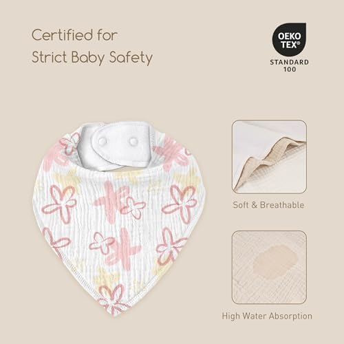 8 Pack Muslin Baby Bandana Bibs - Image 4