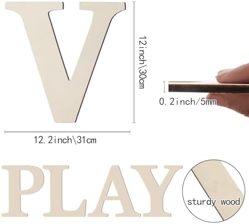 Wooden Letters 12 Inch Large Paintable Wood Letters V - Image 2