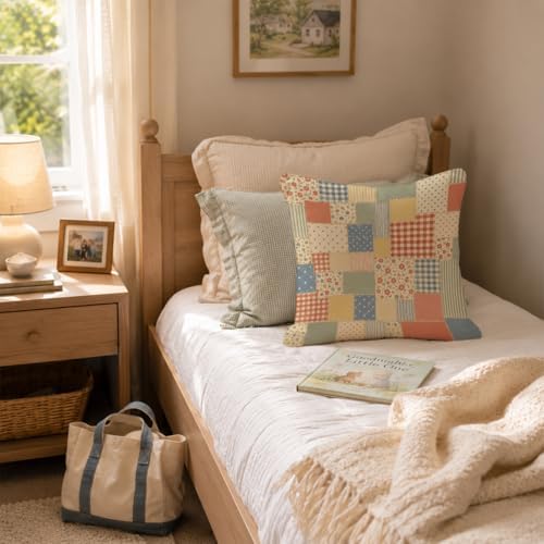 Vintage Floral Patchwork Throw Pillow Cover 18x18 - Image 4