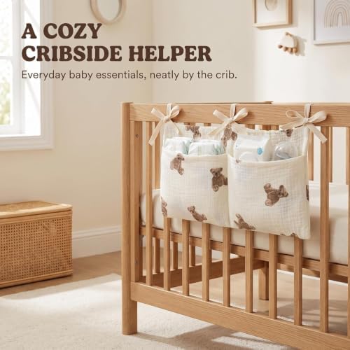 White Bedside Hanging Bags Milk Bottle Bib-Storage Crib Organizer Baby - Image 4