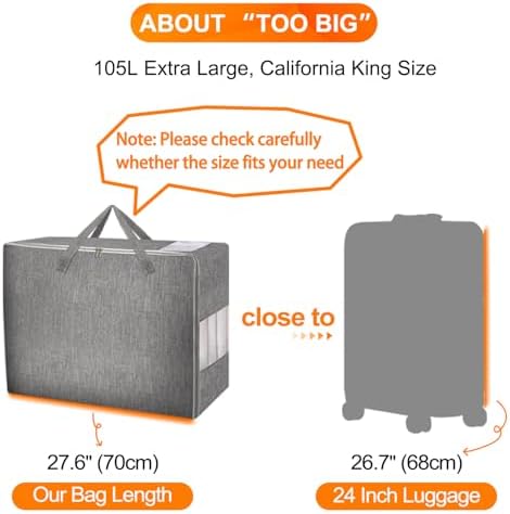 3 Pack 105L Comforter Storage Bags, Extra Large Blanket Storage Bags - Image 5