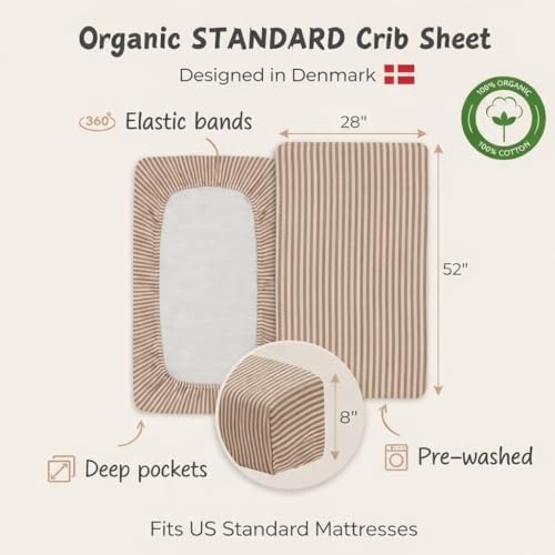 Crib Sheets, 100% Organic Cotton Muslin, Fitted 28"x52" Standard - Image 3