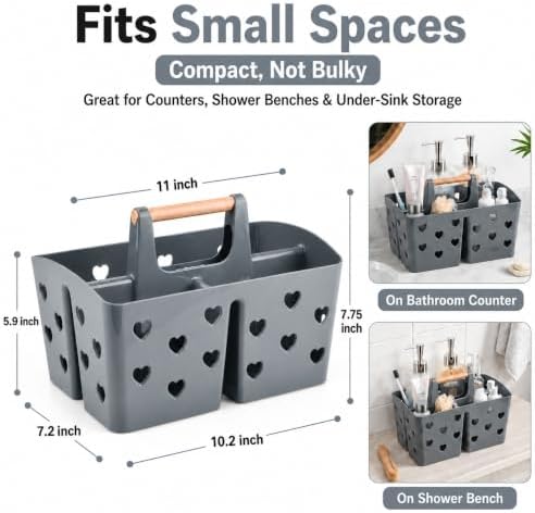 Gray Portable Shower Caddy, Plastic Basket Organizer - Image 2