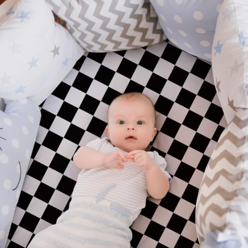 4 Pack Checkered Plaid Crib Sheets Neutral Breathable Buffalo Check Fitted Baby - Image 4