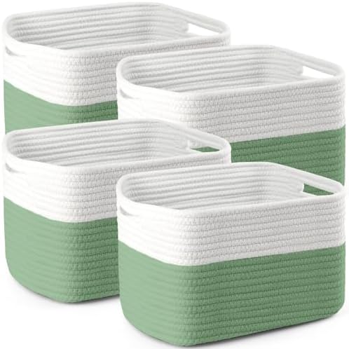 4 Pack Storage Baskets for Organizing, and Clothes, Cotton Rope Basket for by Unknown