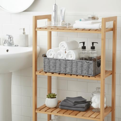 CubesLand Wicker Toilet Storage Basket Tray Organizer W/Cut Out Handle - Image 2