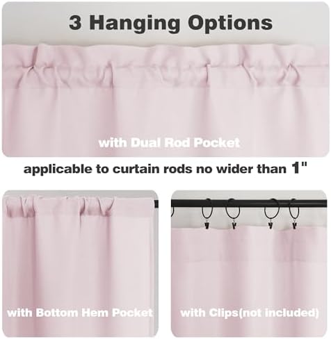 Chyhomenyc Blush Pink Valance for Windows, Light Filtering Faux Linen Solid - Image 5