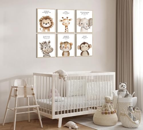 6Pcs Nursery Bible Verse Animal Wall Art Cute Woodland Animals Christian - Image 5