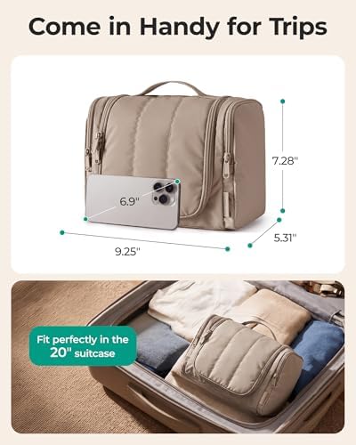 BAGSMART Travel Toiletry Bag for Women, Puffy Hanging Toiletry Bag - Image 5