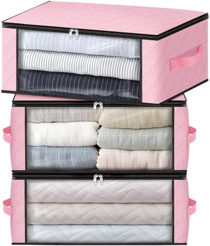HomeHacks 3-Pack Clothes Organizer Storage Bags, 35L Storage Bins by HomeHacks