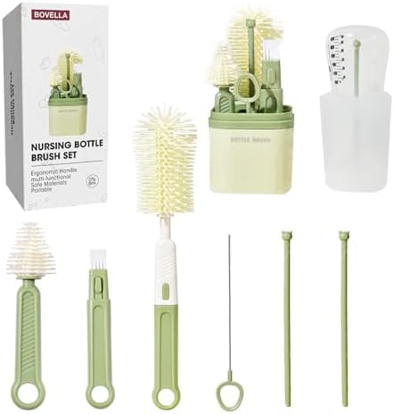 Baby Bottle Brush Set-Travel Bottle Cleaner Kit by BOVELLA