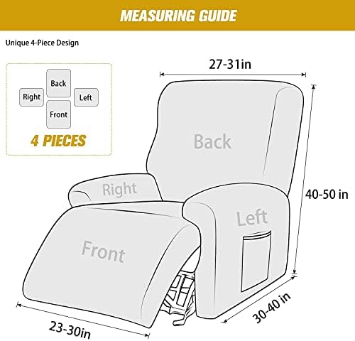 Stretch Recliner Chair Covers, 4-Piece Ultra Soft Velvet Recliner Slipcovers - Image 6