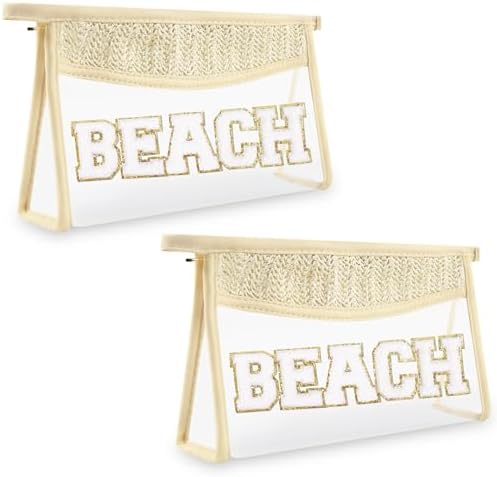 Iqimott 2Pcs Clear Patch Makeup Letter Bag, Boho Letter Bag by Iqimott
