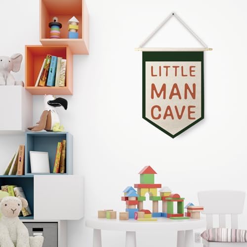 Qpenm Little Man Cave Hanging Wall Canvas Banner, Kids Room Hanging Pennant - Image 2