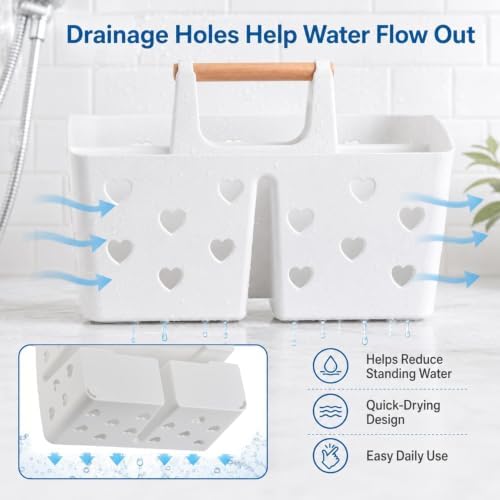 White Portable Shower Caddy, Plastic Basket Organizer - Image 5