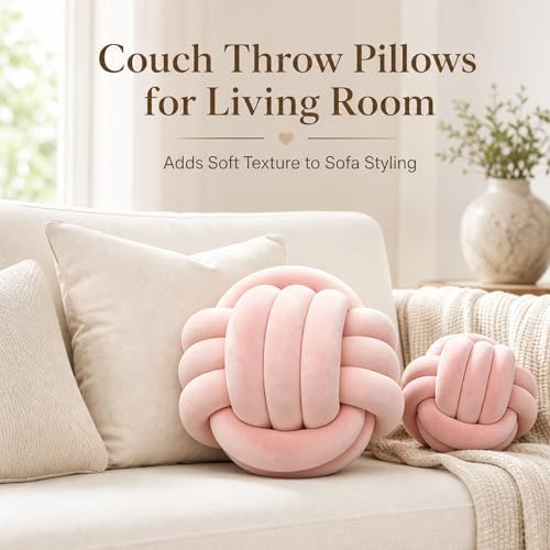 Petrella Pink Knot Pillow Ball, 8 Inch Decorative Pillow - Image 6