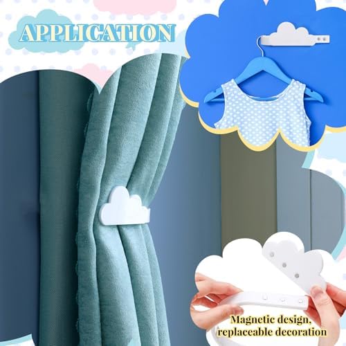 Briwooody 2 Pcs Cloud Curtain Holdbacks Acrylic White Curtain Tiebacks - Image 2