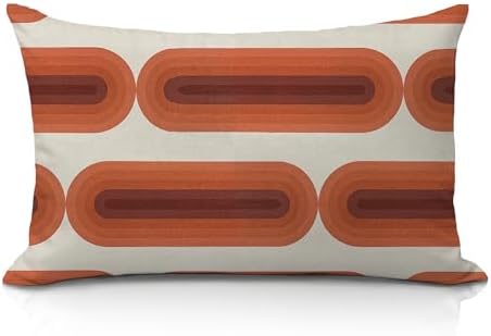 70s Retro Boho Orange Brown 12x20 Pillow Cover, Art Deco Home Decor, Mid by Unknown