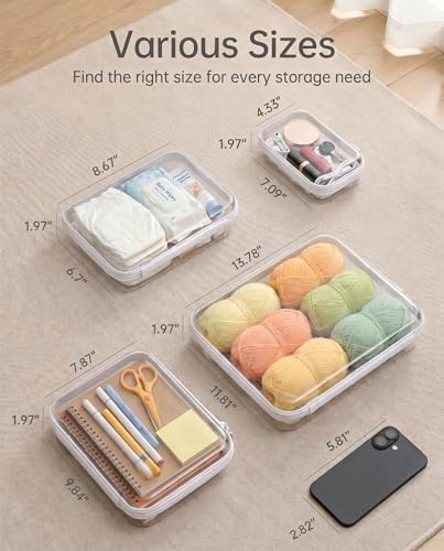 6 Pack Clear Hard Shell Zipper Case, Water-Resistant Travel Toiletry Bag - Image 6