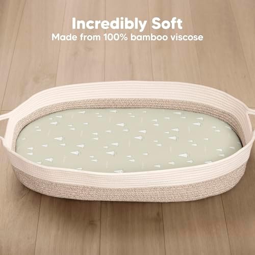 2-Pack Baby Bassinet Sheets Girl, 33x17 Bedside Sheets - Image 2