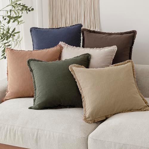 Foindtower Decorative Linen Fringe Throw Pillow Covers Cozy Boho Farmhouse - Image 7