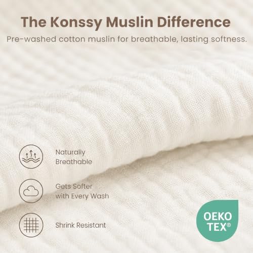 Konssy 8-Pack Muslin Baby Bibs, Adjustable Fit - Image 4