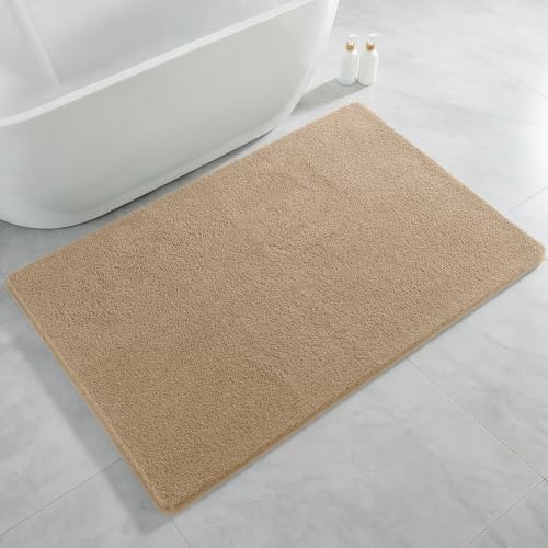 Polyester Bathroom Rug 36"x60" Light Brown, Large Soft Bath Mat by Kildoss