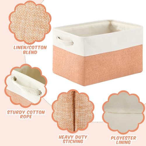 6 Pack Macaron Cube Storage Bins Fabric Handle Cube Baskets - Image 3