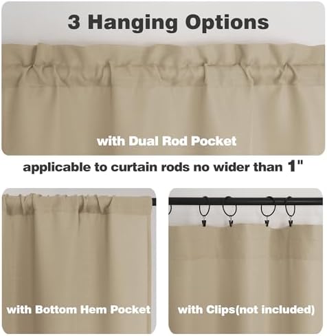 Chyhomenyc Camel Valance for Windows, Light Filtering Faux Linen Textured Small - Image 4