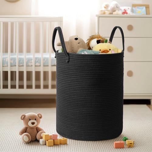 MEGASKET Black Woven Laundry Basket, Wicker Hamper - Image 6