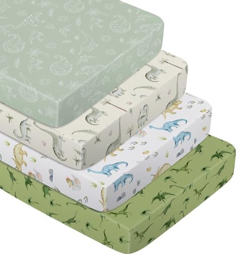 Moukeren 4 Pcs Ink Wash Dinosaur Baby Crib Sheets by Moukeren
