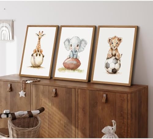 Sports Nursery Wall Art Baby Boys Room Canvas Pictures Safari Animal Wall Decor - Image 4
