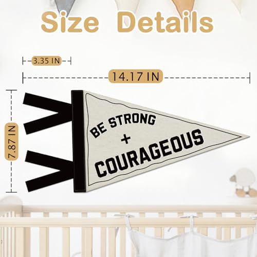 Boys Room Decor, Be Strong and Courageous Felt Banners Flags - Image 7