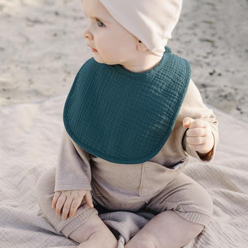Konssy 8-Pack Muslin Baby Bibs, Adjustable Fit - Image 6