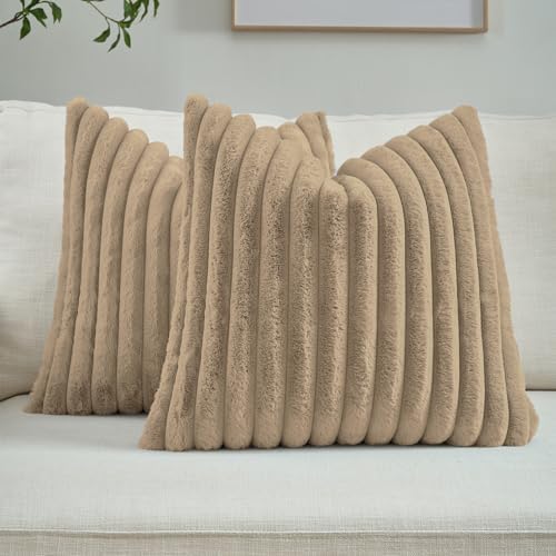 FUTEI Pack of 2 Faux Fur Throw Pillow Covers 28x28 Inch by FUTEI
