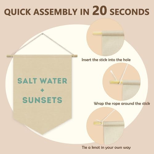 Ocean Nursery Decor, Salt Water Sunsets Beach Linen Canvas Banner, Neutral - Image 5