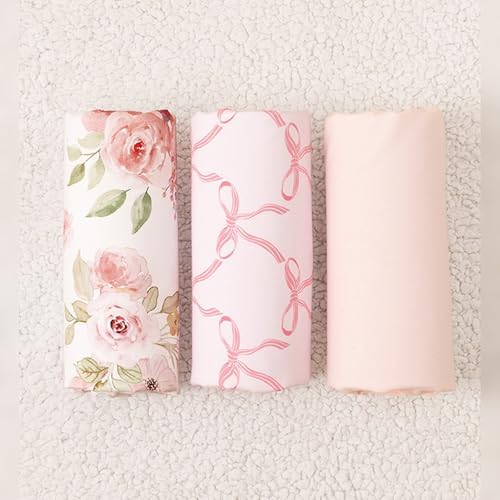PHF 3 Pack Soft Bassinet Sheets, Floral & Bow Breathable Comfy Cradle Sheets - Image 7