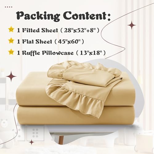 KKJIAF 3 Piece Gold Toddler Sheet Set - Image 2